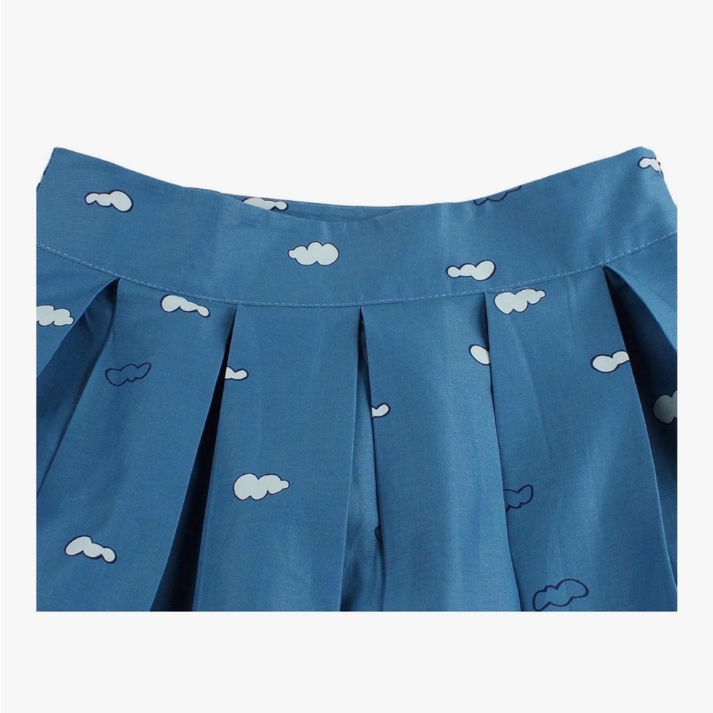 London Skyline Print Circle Skirt Blue Red‎ Retro A-Line Size XL - Picture 3 of 10